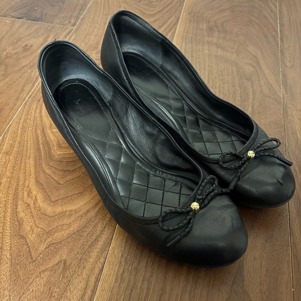 Cole Haan Black Leather Mini Wedge Heels